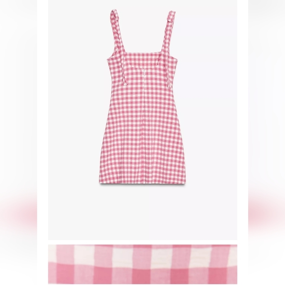 Zara Pink Plaid Mini Dress Sz L - Picture 5 of 16